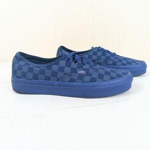 Vans Authentic Checkerboard Women 7.5 True Blue Mono Check Lace Up Low Sneakers